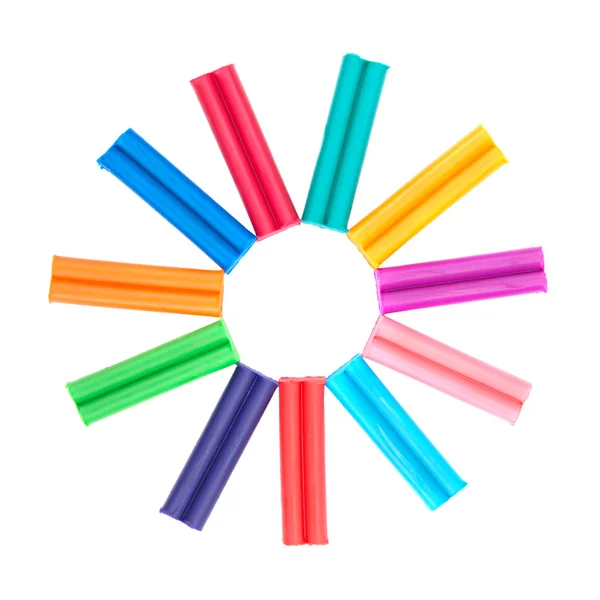 Набір кольорового пластиліну ізольований на білому фоні — стокове фото