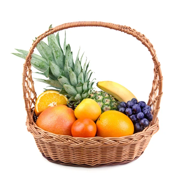Fruits in a wicker basket — Stock Photo, Image