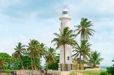 Lighthouse and palm trees in the town of Galle, Sri Lanka clipart