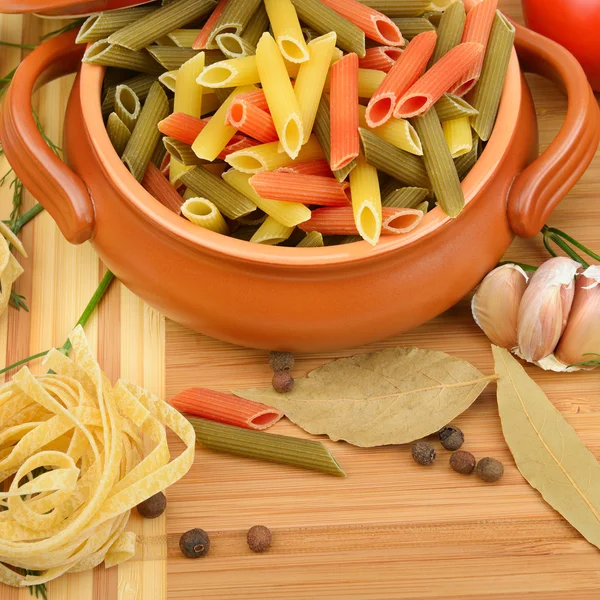 Macaroni, noodles and spices — Stock Photo, Image