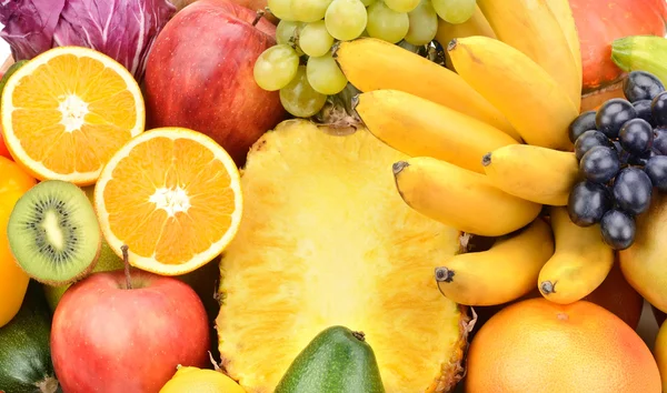 Предпосылки для набора фруктов и овощей — стоковое фото