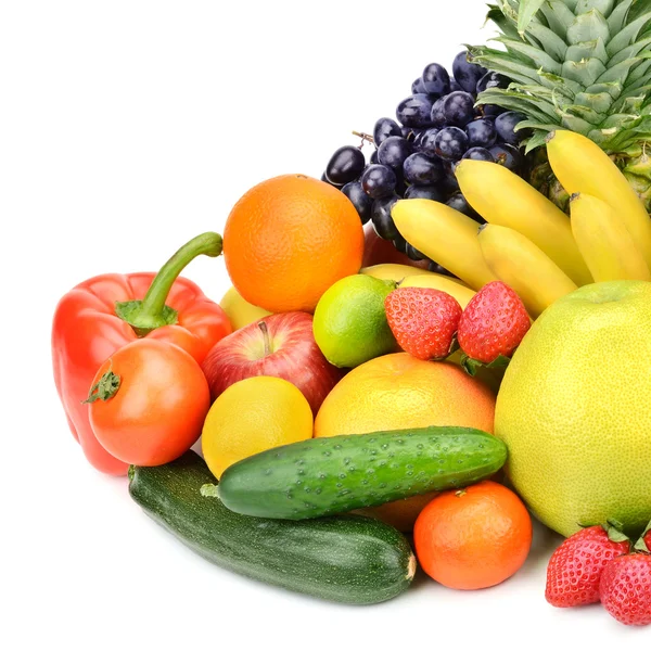 Grönsaker och frukter isolerade på vit bakgrund — Stockfoto