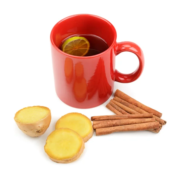 Chá, gengibre, canela e limão — Fotografia de Stock