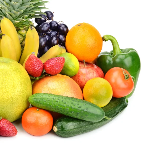 Ortaggi e frutti isolati su fondo bianco — Foto Stock