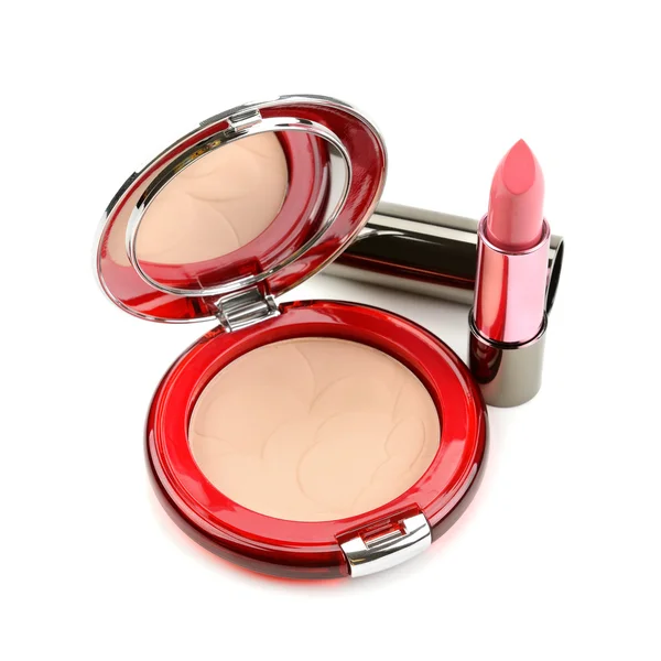 Lipstick and compact powder — Stock Photo, Image