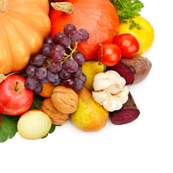 Vegetables Fruits Isolated White Background Autumn Harvest — Stock Photo, Image
