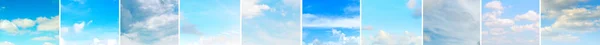 Blue Nature Sky Background Clouds Collage Wide Photo Skinali — Stock Photo, Image