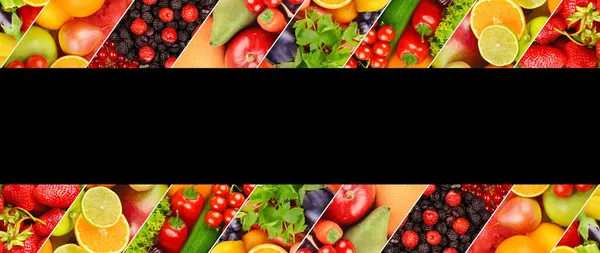 Diferentes Frutas Verduras Útiles Aisladas Sobre Fondo Negro Skinali Vidrio — Foto de Stock