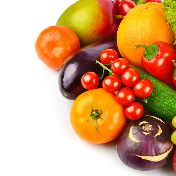 Groenten Fruit Geïsoleerd Een Witte Achtergrond Vrije Ruimte Voor Tekst — Stockfoto