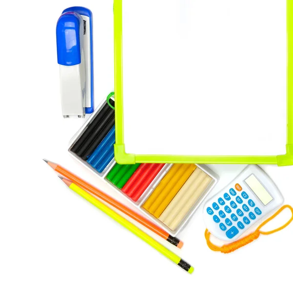 Set School Office Supplies Isolated White Background Concept Back School — Stock Photo, Image