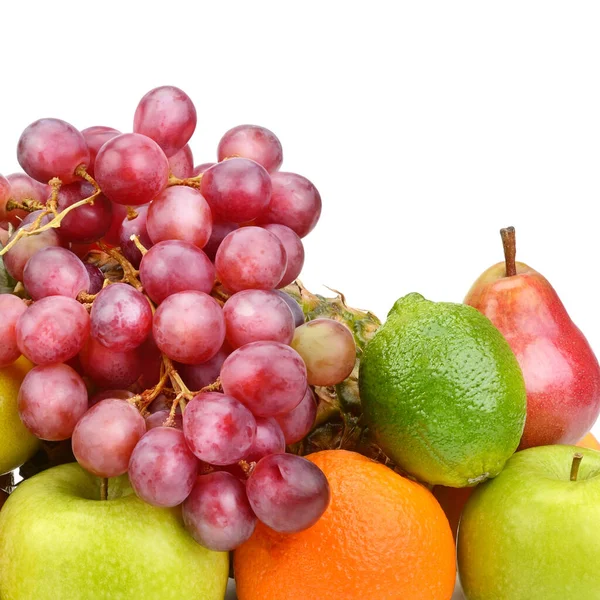 Frutas Frescas Aisladas Sobre Fondo Blanco Lugar Para Texto —  Fotos de Stock