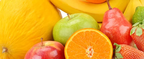 Composition Fruits Bright Background Wide Photo — Stock Photo, Image