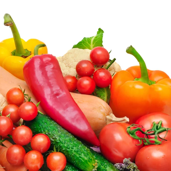 Conjunto Verduras Aisladas Sobre Fondo Blanco Espacio Libre Para Texto — Foto de Stock