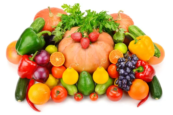 Légumes Fruits Isolés Sur Fond Blanc — Photo