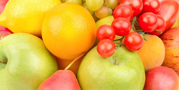 Prachtige Heldere Achtergrond Van Diverse Groenten Fruit Brede Foto — Stockfoto