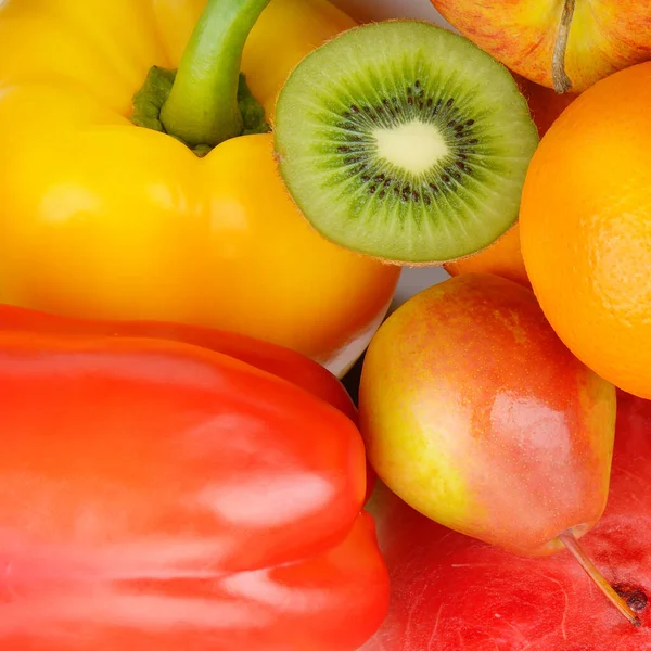 Hermoso Fondo Brillante Varias Frutas Verduras — Foto de Stock