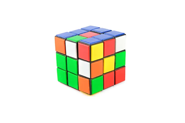 Cubo Rubik Isolado Sobre Fundo Branco Desenvolvimento Lógica Pensamento — Fotografia de Stock