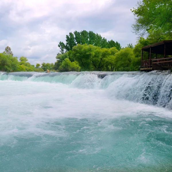Waterfall Manavgat Turkey Cloudy Day Travel Vacation Concept — Stock Photo, Image