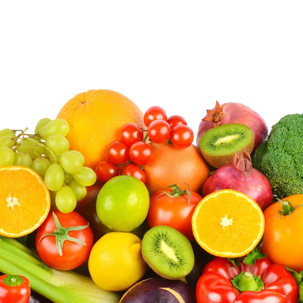 Grönsaker Och Frukt Isolerad Vit Bakgrund Plats För Din Text — Stockfoto