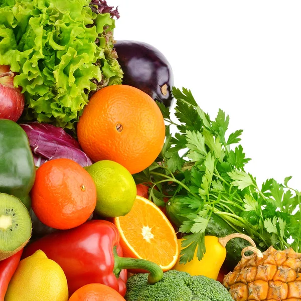 Légumes Fruits Isolés Sur Fond Blanc — Photo