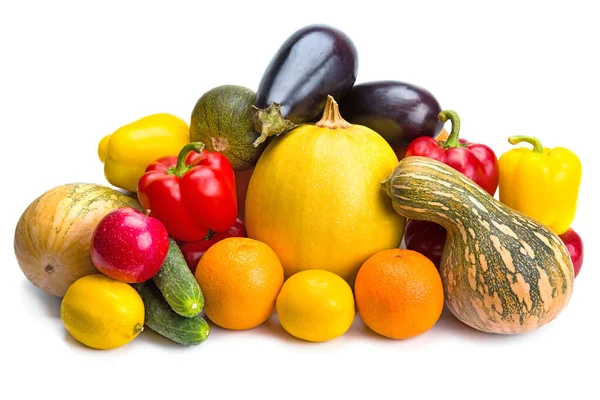 Légumes Fruits Isolés Sur Fond Blanc — Photo