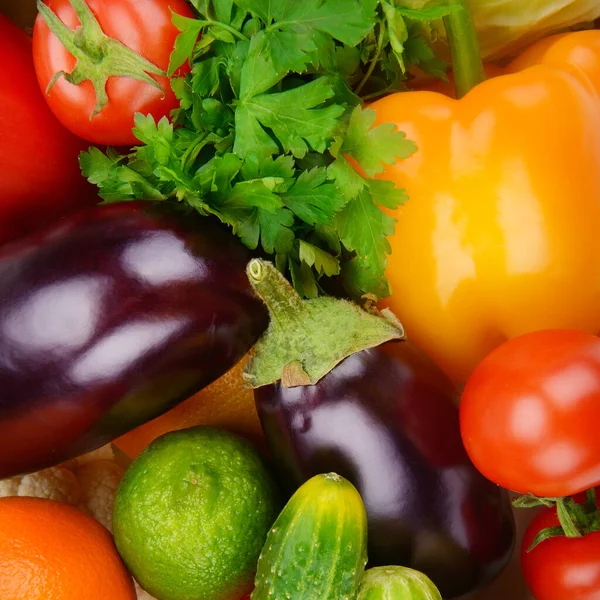 Krásné Jasné Pozadí Různých Druhů Ovoce Zeleniny — Stock fotografie
