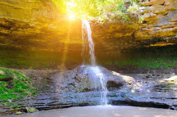 Belle Cascade Dans Forêt Soleil République Moldova — Photo