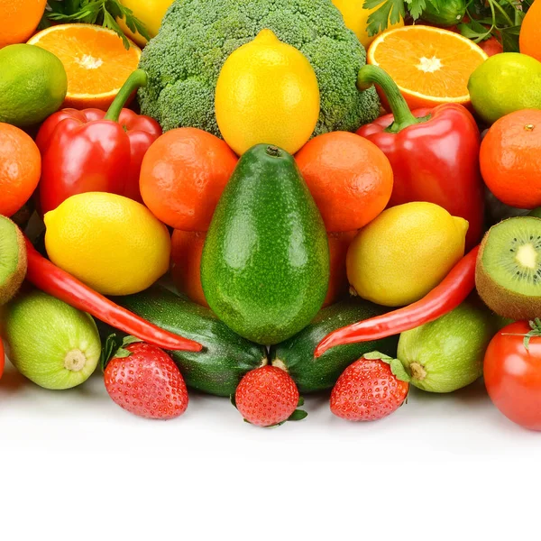 Warious Vegetables Fruits Isolated White Background Free Space Text — Stock Photo, Image