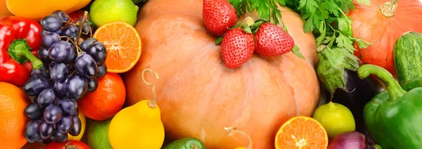 Hermoso Fondo Brillante Varias Verduras Frutas Foto Amplia — Foto de Stock