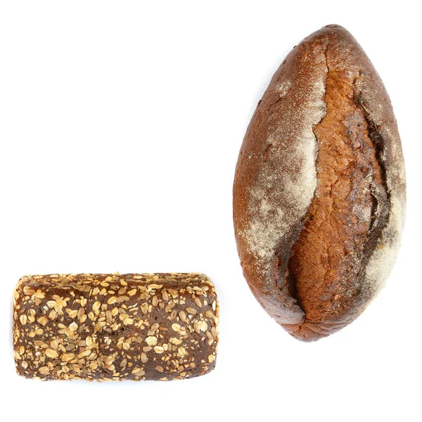 Ekmek beyaz arkaplanda izole edilmiş. Yukarıdan bak. Metin için boş alan var.