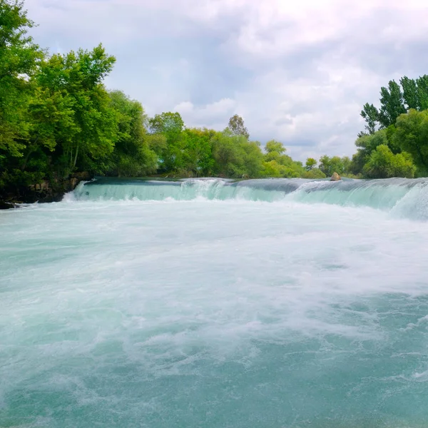 Waterfall Manavgat Turkey Cloudy Day Travel Vacation Concept — Stock Photo, Image