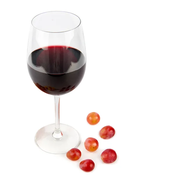 Copa Vino Uvas Aisladas Sobre Fondo Blanco Lugar Para Texto — Foto de Stock