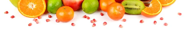 Samenstelling Van Tropische Citrusvruchten Geïsoleerd Witte Achtergrond Brede Foto Plaats — Stockfoto