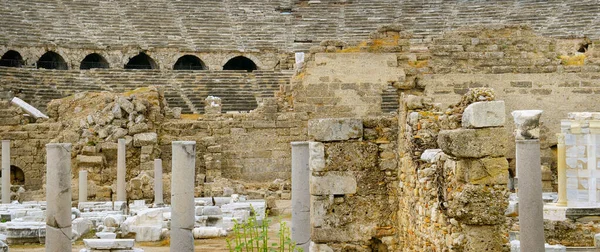 Ruïnes Van Een Oud Amfitheater Turkije Stad Side — Stockfoto