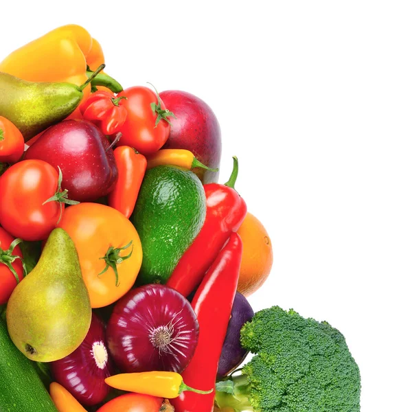 Obezřetná Zelenina Ovoce Izolované Bílém Pozadí Pro Text Volné Místo — Stock fotografie