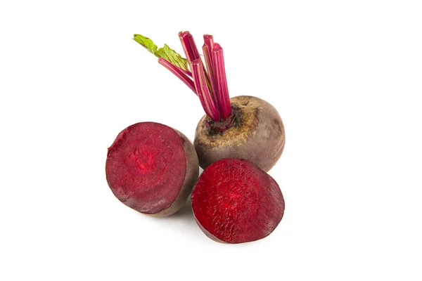 Whole Beetroot Two Slices Isolated White Background — ストック写真