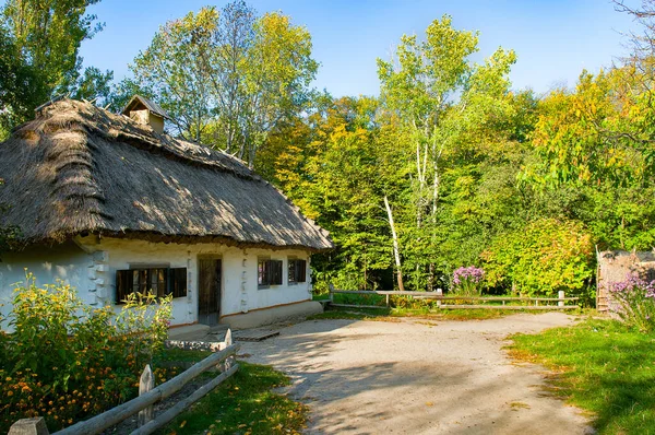 Starożytne Ukraińskie Chaty Narodowym Muzeum Architektury Ludowej Życia Ukrainy Pirogovo — Zdjęcie stockowe