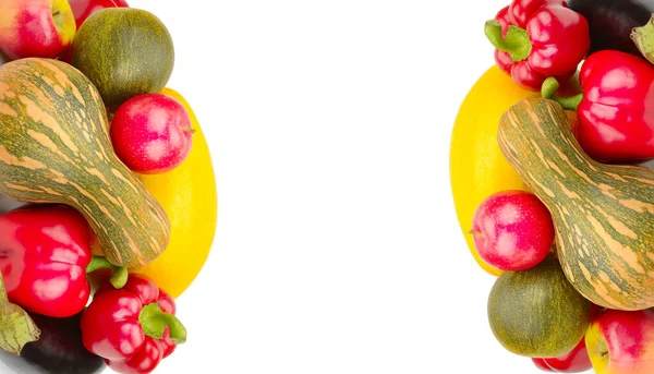 Verschiedene Nützliche Früchte Und Gemüse Isoliert Auf Weißem Hintergrund Collage — Stockfoto