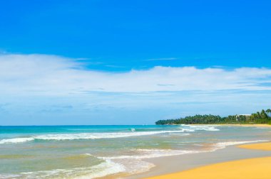 Nature of tropical summer beach with sun. Vacation and travel concept.