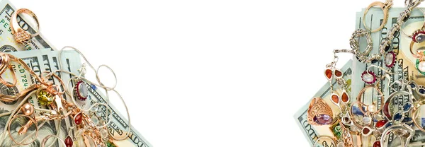 Доллары Украшения Изолированы Белом Фоне Концепция Бизнес Финансы Место Смс — стоковое фото
