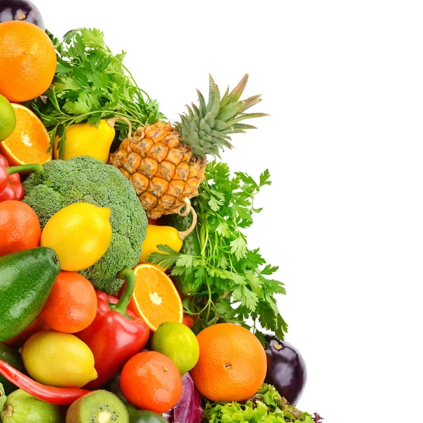 Gemüse Und Obst Isoliert Auf Weißem Hintergrund Platz Für Ihren — Stockfoto