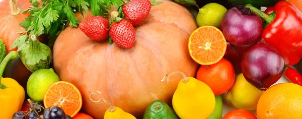 Hermoso Fondo Brillante Varias Verduras Frutas Foto Amplia —  Fotos de Stock