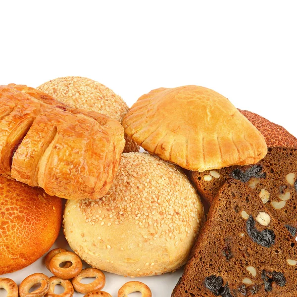 Chleb Słodkie Wypieki Izolowane Białym Tle — Zdjęcie stockowe