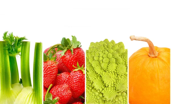 Set Van Groenten Fruit Geïsoleerd Witte Achtergrond Collage Vrije Ruimte — Stockfoto