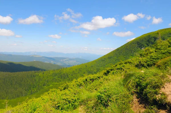 从胡佛拉山顶上俯瞰喀尔巴阡山脉的斜坡 乌克兰 — 图库照片