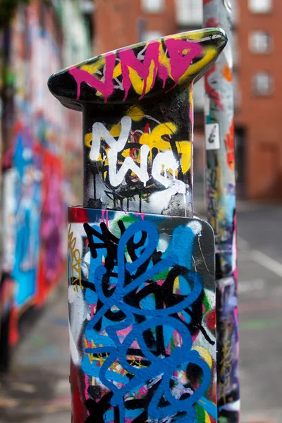 Graffiti on parking machine — Stock Photo, Image