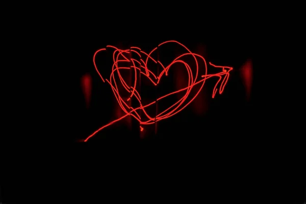 Shape Heart Photography Lightining Painting Black Background Abstract Photography Close — Stock Photo, Image