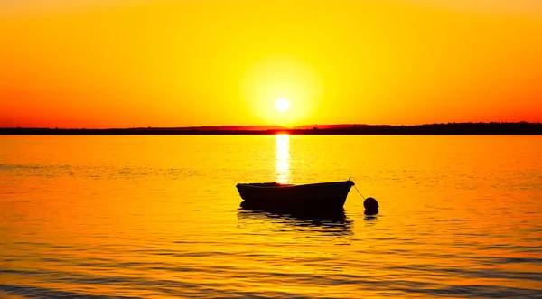 Boat Sea Beautiful Sunset — Foto de Stock