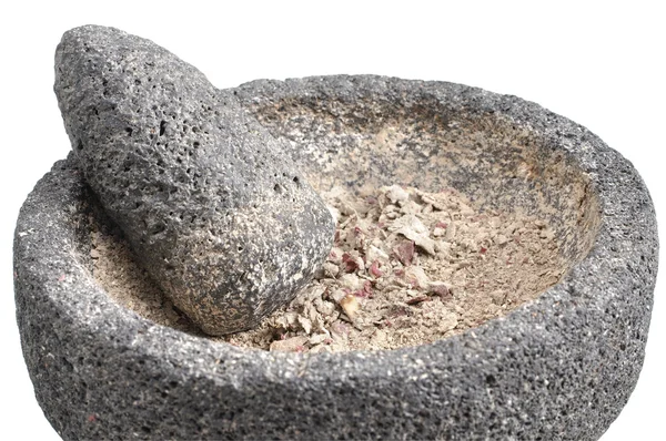 Ground potato in mortar and pestle — Stock Photo, Image