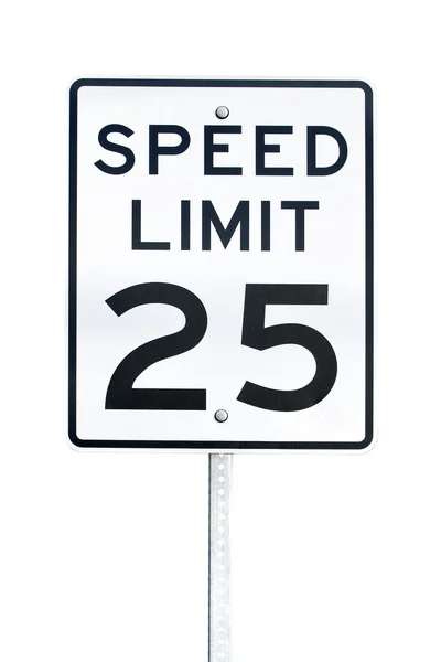 Обмеження швидкості знака 25 — стокове фото